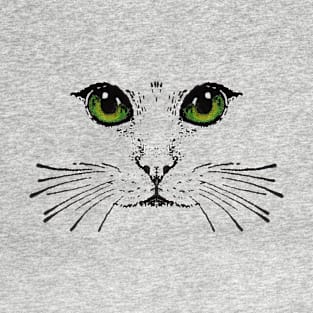 Cat Face Green eyes Whiskers T-Shirt